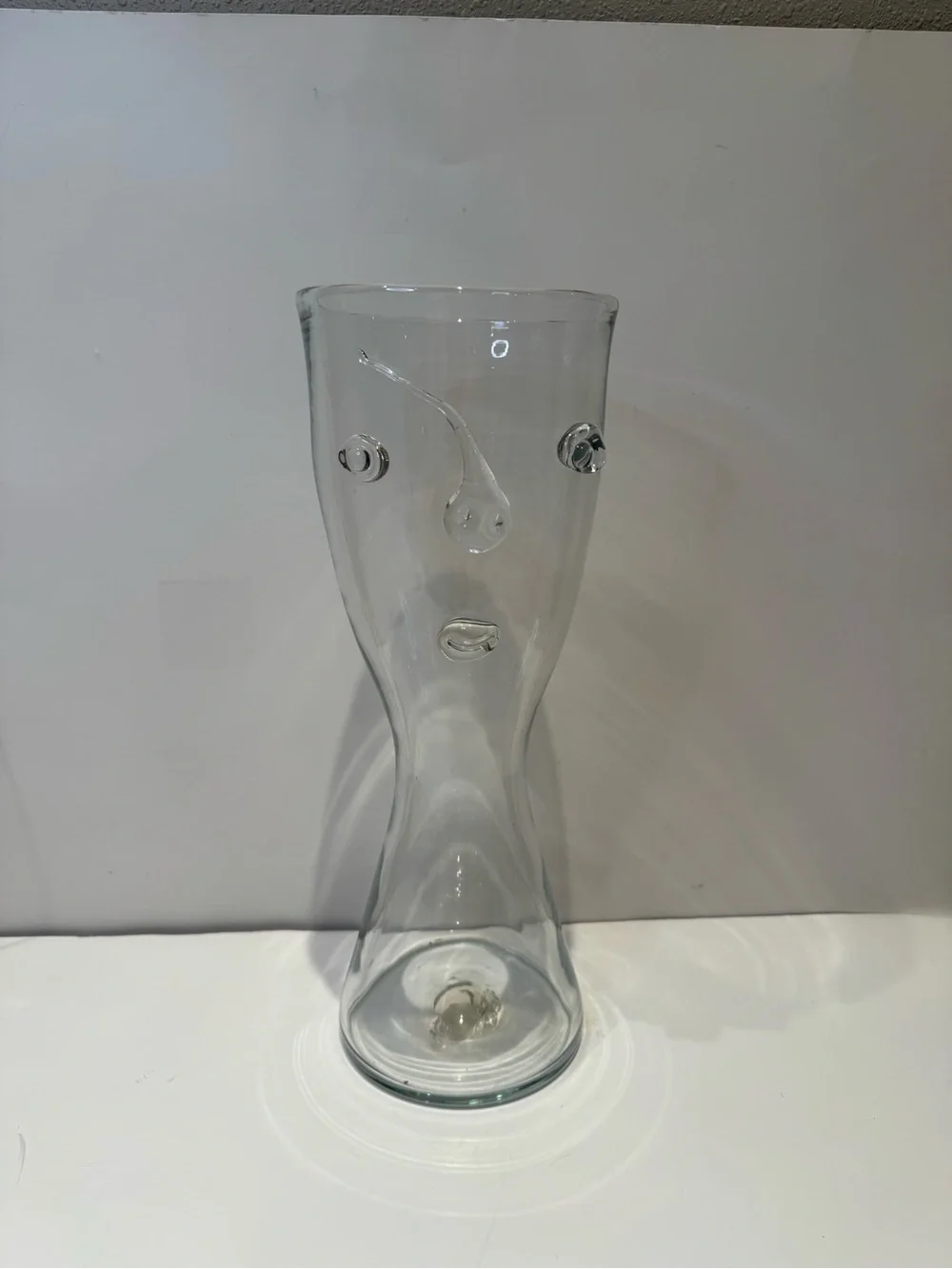 Modern Abstract Line Art Glass Face Vase / Sculpture